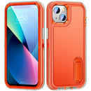 3 in 1 Rugged Holder Phone Case For iPhone 13(Transparent + Orange)