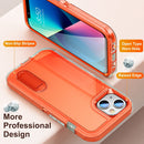 3 in 1 Rugged Holder Phone Case For iPhone 13(Transparent + Orange)