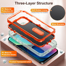 3 in 1 Rugged Holder Phone Case For iPhone 13(Transparent + Orange)