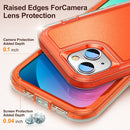 3 in 1 Rugged Holder Phone Case For iPhone 13(Transparent + Orange)