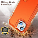 3 in 1 Rugged Holder Phone Case For iPhone 13(Transparent + Orange)