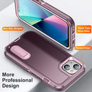 3 in 1 Rugged Holder Phone Case For iPhone 13(Purple + Pink)