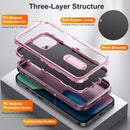 3 in 1 Rugged Holder Phone Case For iPhone 13(Purple + Pink)