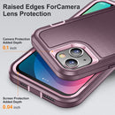 3 in 1 Rugged Holder Phone Case For iPhone 13(Purple + Pink)