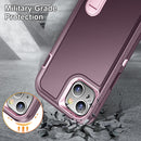 3 in 1 Rugged Holder Phone Case For iPhone 13(Purple + Pink)
