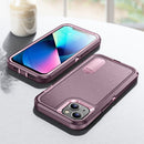 3 in 1 Rugged Holder Phone Case For iPhone 13(Purple + Pink)