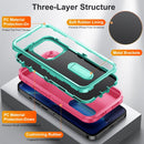 3 in 1 Rugged Holder Phone Case For iPhone 13 Pro(Pink + Blue)