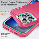 3 in 1 Rugged Holder Phone Case For iPhone 13 Pro(Pink + Blue)