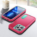 3 in 1 Rugged Holder Phone Case For iPhone 13 Pro(Pink + Blue)