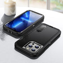 3 in 1 Rugged Holder Phone Case For iPhone 13 Pro(Black + Black)