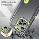 3 in 1 Rugged Holder Phone Case For iPhone 13 Pro(Grey + Green)