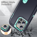 3 in 1 Rugged Holder Phone Case For iPhone 13 Pro(Dark Blue+Light Blue)