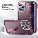 3 in 1 Rugged Holder Phone Case For iPhone 13 Pro(Purple + Pink)