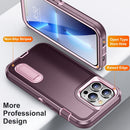 3 in 1 Rugged Holder Phone Case For iPhone 13 Pro(Purple + Pink)