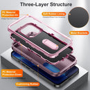 For iPhone 13 Pro Max 3 in 1 Rugged Holder Phone Case (Purple + Pink)