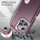 For iPhone 13 Pro Max 3 in 1 Rugged Holder Phone Case (Purple + Pink)