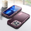 For iPhone 13 Pro Max 3 in 1 Rugged Holder Phone Case (Purple + Pink)