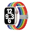 Vertical Texture Braided Watch Band For Apple Watch Series 7 45mm / 6&SE&5&4 44mm / 3&2&1 42mm(Rainbow)
