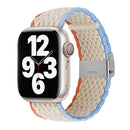 Vertical Texture Braided Watch Band For Apple Watch Series 8&7 45mm / SE 2&6&SE&5&4 44mm / 3&2&1 42mm(Orange White Blue)