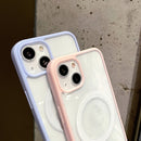 2 in 1 Colorful Frame Transparent Magnetic Phone Case For iPhone 13(Transparent)