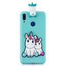 For Huawei Y7 2019 3D Cartoon Pattern Shockproof TPU Protective Case(Couple Unicorn)