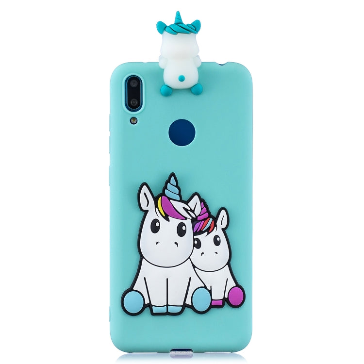For Huawei Y7 2019 3D Cartoon Pattern Shockproof TPU Protective Case(Couple Unicorn)