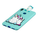 For Huawei Y7 2019 3D Cartoon Pattern Shockproof TPU Protective Case(Couple Unicorn)
