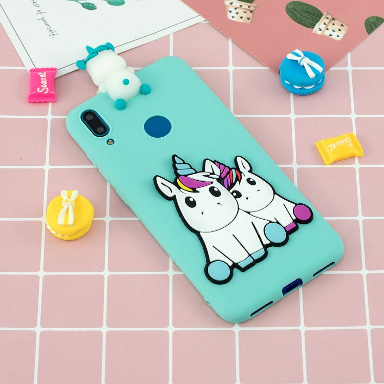 For Huawei Y7 2019 3D Cartoon Pattern Shockproof TPU Protective Case(Couple Unicorn)