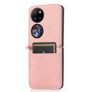 For Huawei P50 Pocket Lambskin Texture Card Folding Phone Case(Pink)