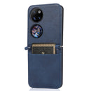 For Huawei P50 Pocket Lambskin Texture Card Folding Phone Case(Blue)