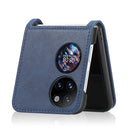 For Huawei P50 Pocket Lambskin Texture Card Folding Phone Case(Blue)