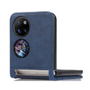 For Huawei P50 Pocket Lambskin Texture Card Folding Phone Case(Blue)