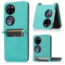 For Huawei P50 Pocket Lambskin Texture Card Folding Phone Case(Green)