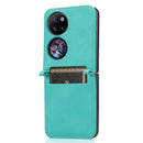 For Huawei P50 Pocket Lambskin Texture Card Folding Phone Case(Green)