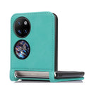 For Huawei P50 Pocket Lambskin Texture Card Folding Phone Case(Green)
