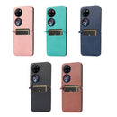 For Huawei P50 Pocket Lambskin Texture Card Folding Phone Case(Green)