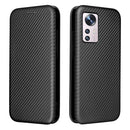 For Xiaomi 12 Pro Carbon Fiber Texture Horizontal Flip PU Phone Case(Black)
