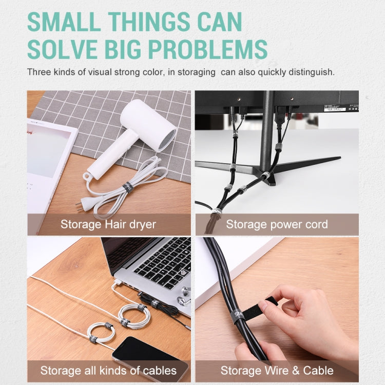 DUX DUICS Stoyobe Circle Hook and Loop Cable Ties, Length: 3m(Grey)