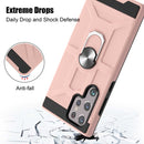 For Samsung Galaxy S22 Ultra 5G War-god Armor Ring Holder TPU + PC Phone Case(Rose Gold)