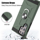 For Samsung Galaxy S22 Ultra 5G War-god Armor Ring Holder TPU + PC Phone Case(Deep Green)