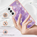 For Samsung Galaxy S22 5G Electroplating Marble IMD TPU Phone Case(Purple 002)