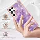 For Samsung Galaxy S22 Ultra 5G Electroplating Marble IMD TPU Phone Case(Purple 002)