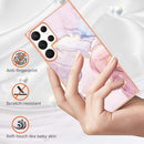 For Samsung Galaxy S22 Ultra 5G Electroplating Marble IMD TPU Phone Case(Rose Gold 005)