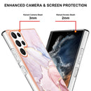 For Samsung Galaxy S22 Ultra 5G Electroplating Marble IMD TPU Phone Case(Rose Gold 005)