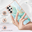 For Samsung Galaxy S22 Ultra 5G Electroplating Marble IMD TPU Phone Case(Green 003)