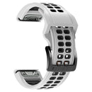 For Garmin Fenix 7 22mm Dual Row Holes Two-color Silicone Watch Band(White Black)