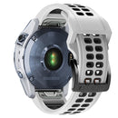 For Garmin Fenix 7 22mm Dual Row Holes Two-color Silicone Watch Band(White Black)