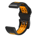 For Garmin Fenix 7 22mm Dual Row Holes Two-color Silicone Watch Band(Black Orange)