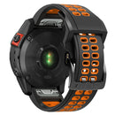 For Garmin Fenix 7 22mm Dual Row Holes Two-color Silicone Watch Band(Black Orange)