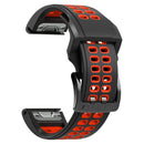 For Garmin Fenix 7 22mm Dual Row Holes Two-color Silicone Watch Band(Black Red)